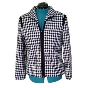 Black/White Houmdstooth Zip Jacket Size 14